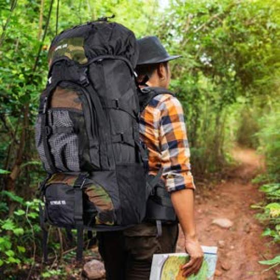 Mochila HAWK GEAR 55L Impermeable con Funda para Lluvia para Viajes y Preparación ante Desastres [Mundo Online] Larga Duración (Azul oscuro)