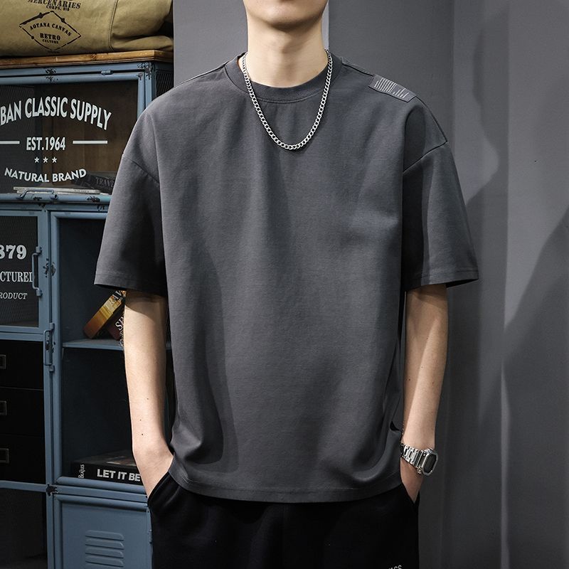 Summer Washed Minimalist Men's Short-sleeved American Vintage Loose Round-neck Half-sleeved T-shirt