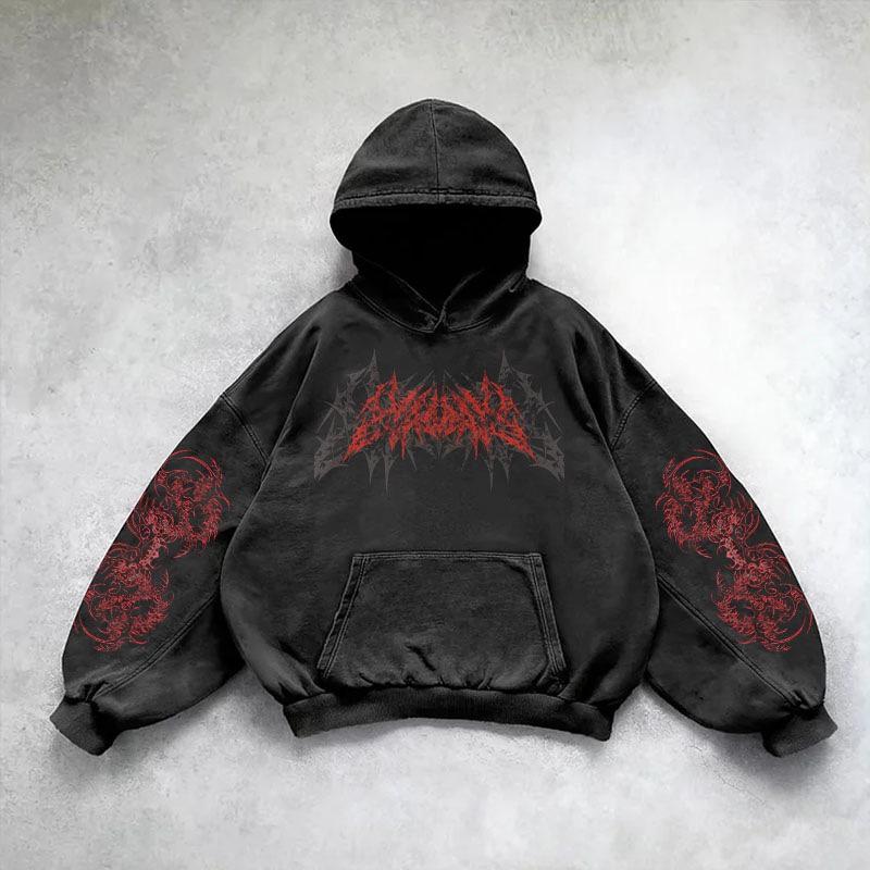 BeatStreet Amerikanische High Street Mode Kleidung Street Hip-hop Lässiger Hoodie Damen und Herren Y2K Harajuku Retro Letter Sweatshirt