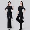 2026 Women's Rhinestone Mesh Dance Costume Set - Slim-fit Modern Performance Wear