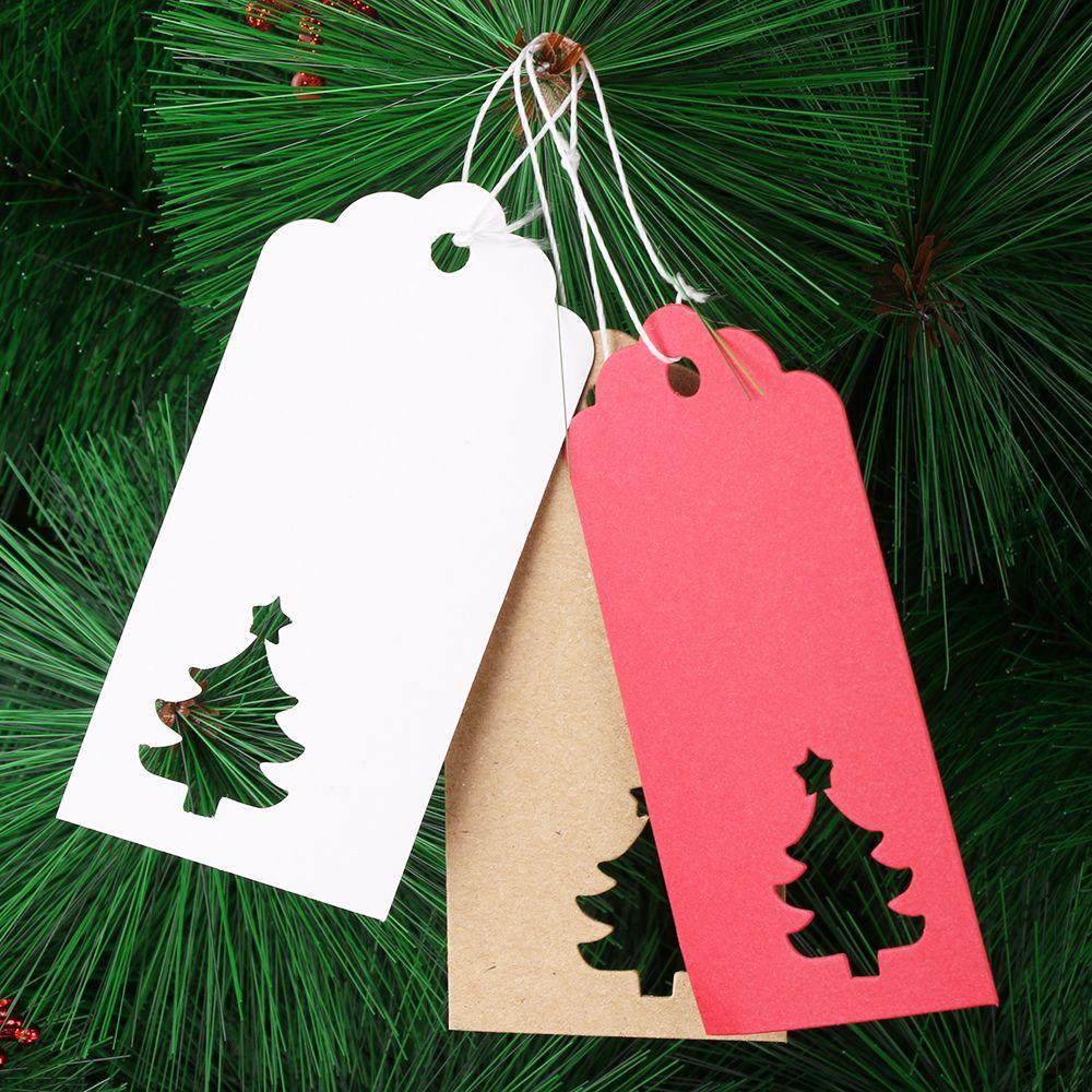 Xmas Tree DIY Kraft Paper Christmas Decoration Gift Box Tag Candy Bag Sticker Gifts Package Label