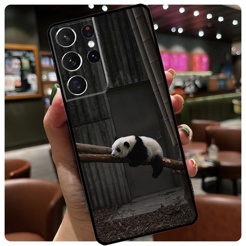 Cute Cartoon Panda Phone Case For Samsung Galaxy S25 Ultra S20 S21 S22 S23 S24 Ultra S9 S10 Plus S25 FE Cover