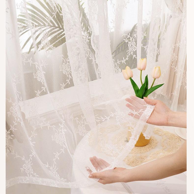 2026 Velcro Jacquard Sheer Curtain, Blackout Curtain,Punch Free Sun Protection Lace Window Voile Curtain, Light Filtering Bay Window Drape
