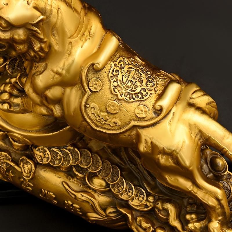 Pirinç Süs Ev Girişine Refah Getirir Masaüstü Çanta Mağaza Tezgahı Hazine Havzası Para Kaplanı