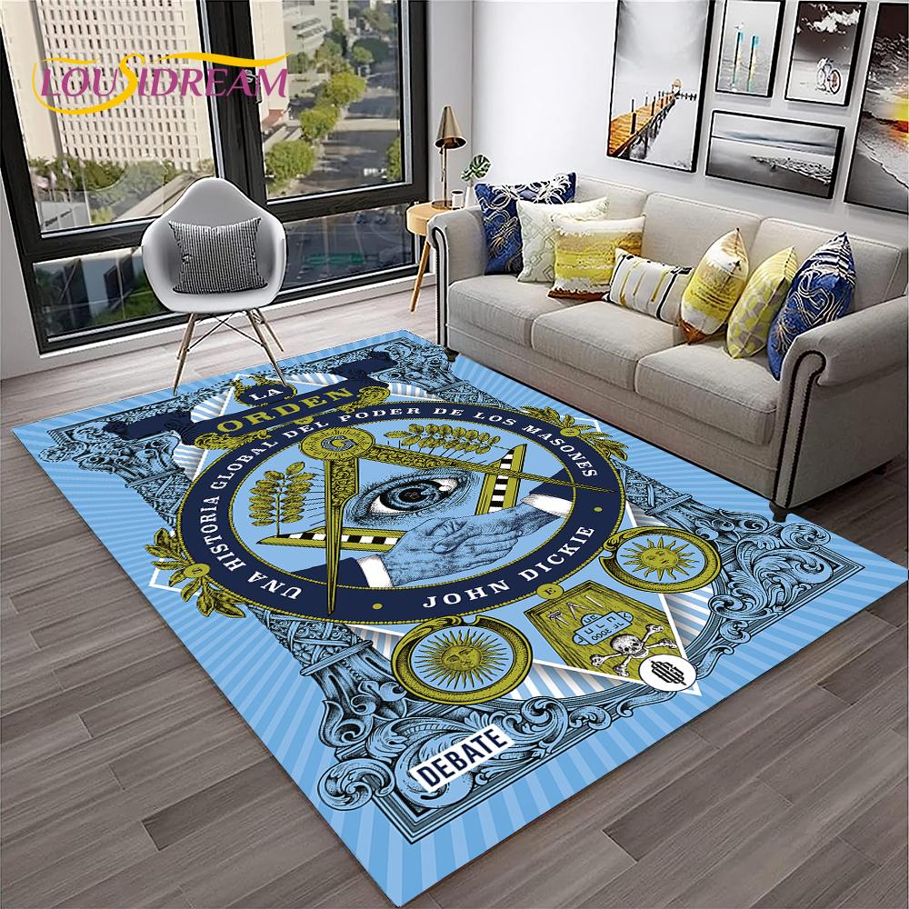 Ring Freemasonry Illuminati Masonic Carpet Rug for Home Living Room Bedroom Sofa Doormat Decor,Kid Area Rug Non-slip Floor Mat