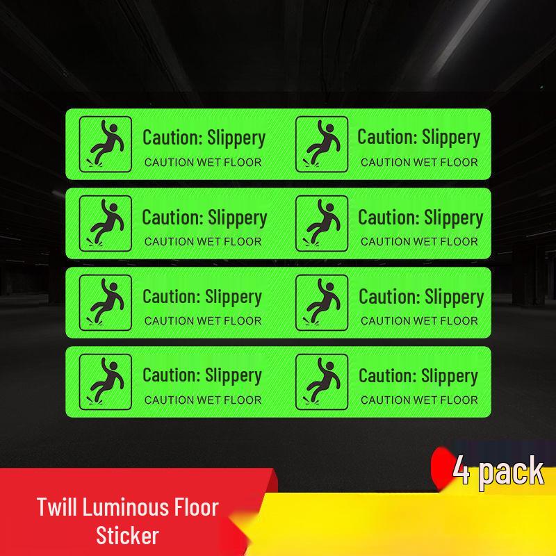 Glow-in-the-Dark Anti-Slip Safety Warning Decal for Slippery Floors