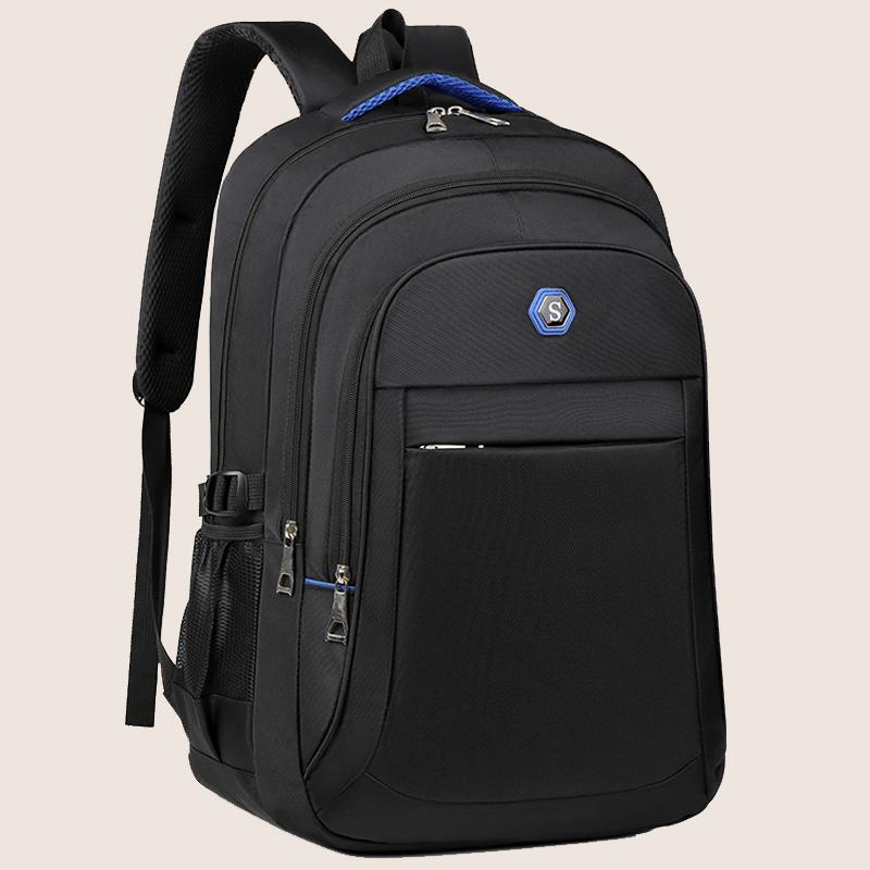 

Большой вместительный студенческий рюкзак, повседневный однотонный рюкзак из материала Оксфорд, мужской новый рюкзак, многофункциональный простой рюкзак синий