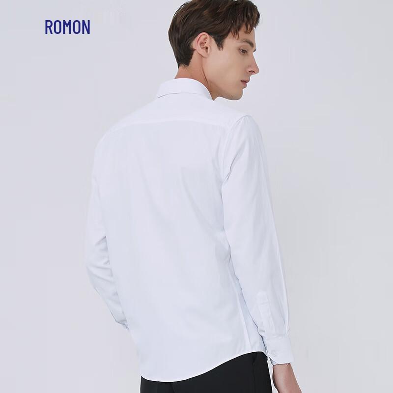 ROMON Men's Business Casual Long-Sleeve Twill Shirt