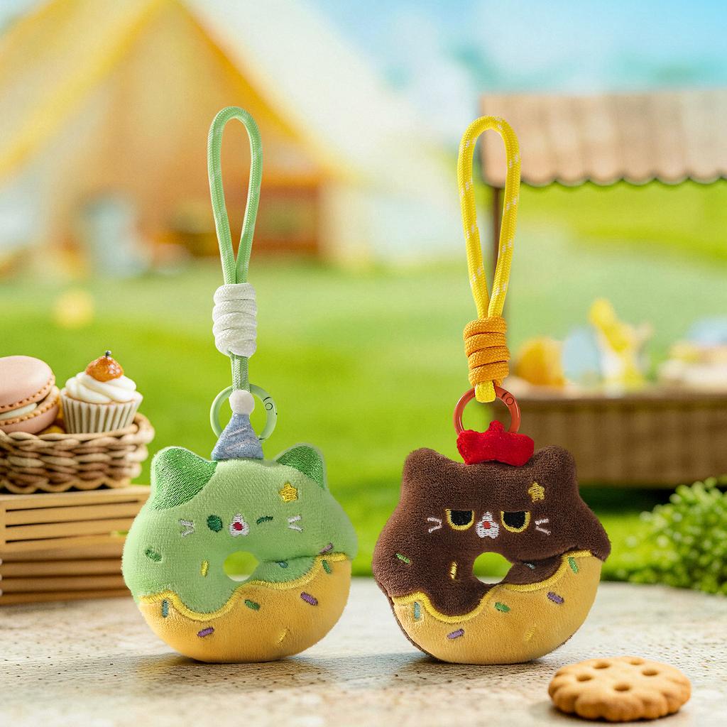 Furry Doughnut Pendant Cute Cat Keychain Bag Hanger Jewelry For Mobile Phone Chain As A Gift For Girls
