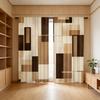 2 ks Moderní geometrické hnědo-béžové závěsy s blokovým potiskem Květinová okenní dekorace Vhodné pro potiskové závěsy