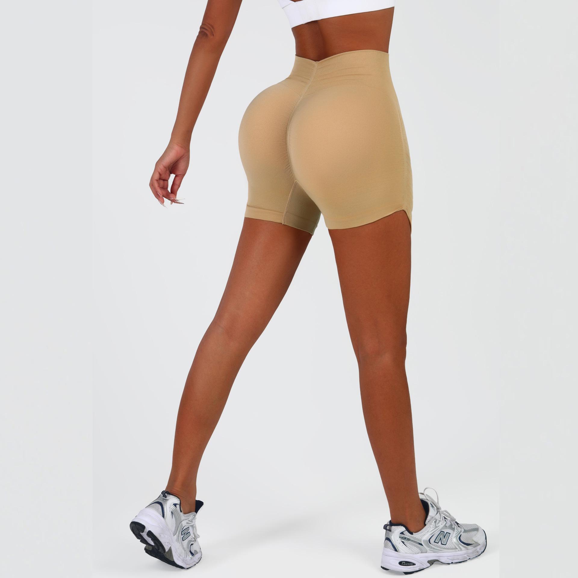 

Women s High Waist Seamless Cycling Yoga Shorts with Side Pleats - Three-Quarter Length Fitness Pants L