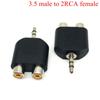 2pcs Consumer Electronics TV Black 3.5mm To 2 RCA Female Male Y Splitter Converter Audio Adapter