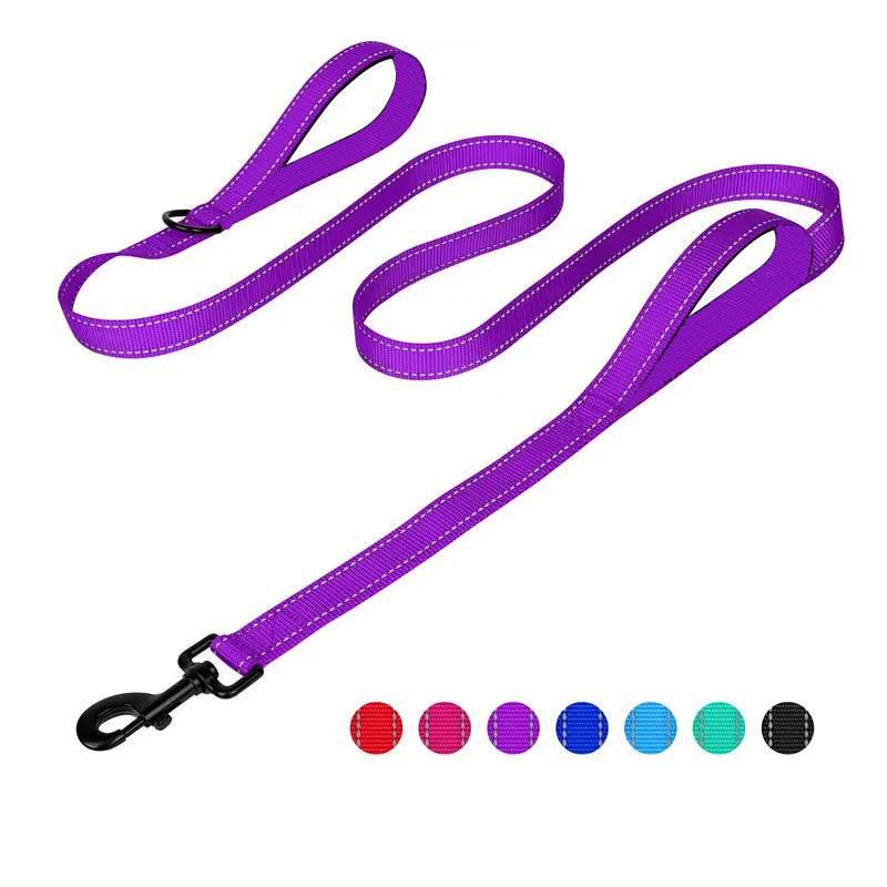 

Светоотражающий поводок с двойной ручкой для средних и крупных собак - Взрывозащищенная цепная веревка Custom 2.0cm/1.5cm Wide фиолетовый