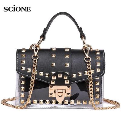 Women's 2025 Fashion Studs Transparent Jelly One Shoulder Crossbody Bag