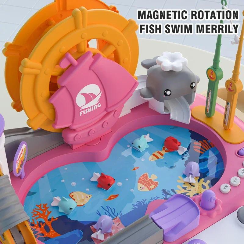 Çocuklar İçin Büyük Elektrikli Manyetik Balık Tutma Oyuncak Döndürülebilir Müzikli Ebeveyn-Çocuk Etkileşimli Oyun Oyuncakları Çocuklar İçin Çocuk Hediyeleri