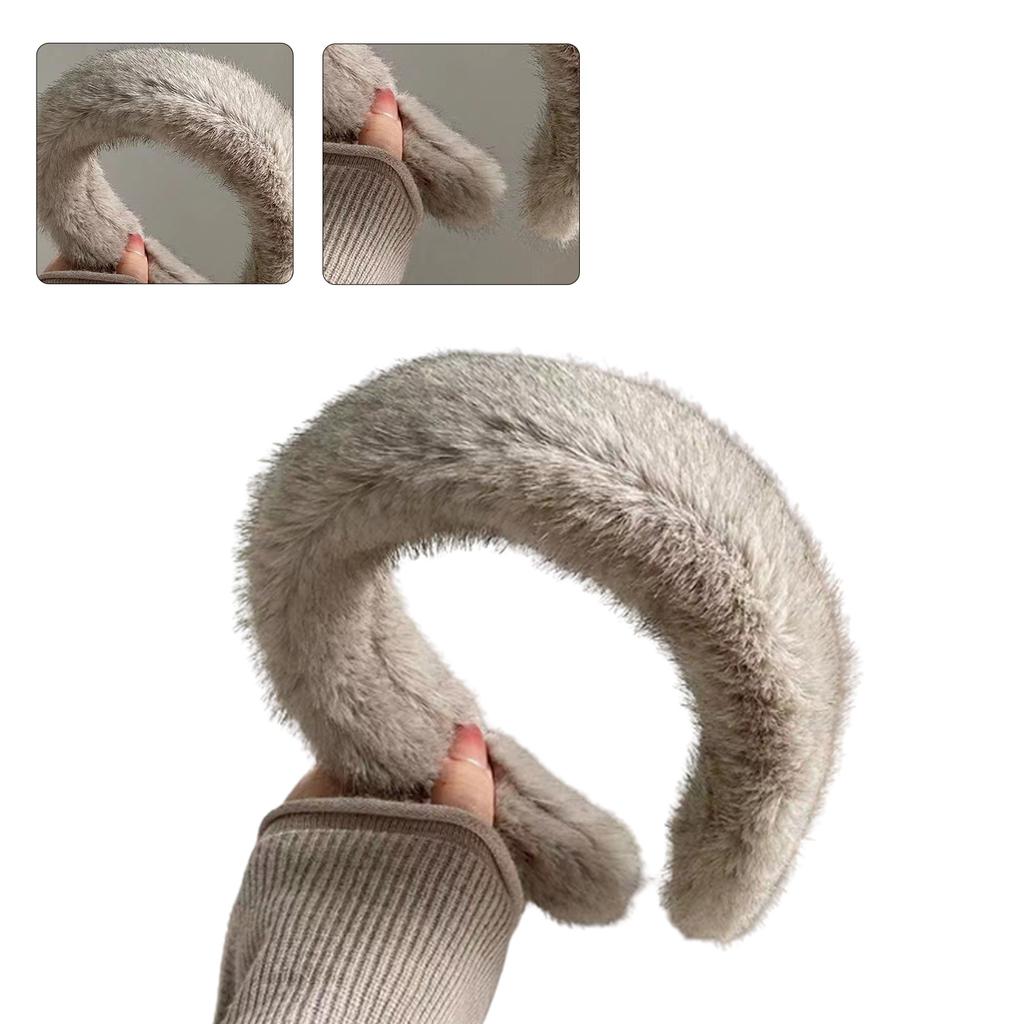 Winter Yoga Spa Sports Hair Hoop Delicate Plush Hairband Faux Furs Designed Woman Teens Wash Face Hair Accessory