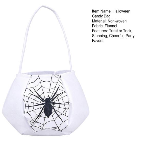 Huaqianguhh Cute Halloween Treat or Trick Bag with Handle for Kids, Reusable Non Woven Candy Goodie Bag, Soft Handbag Basket Party Favors