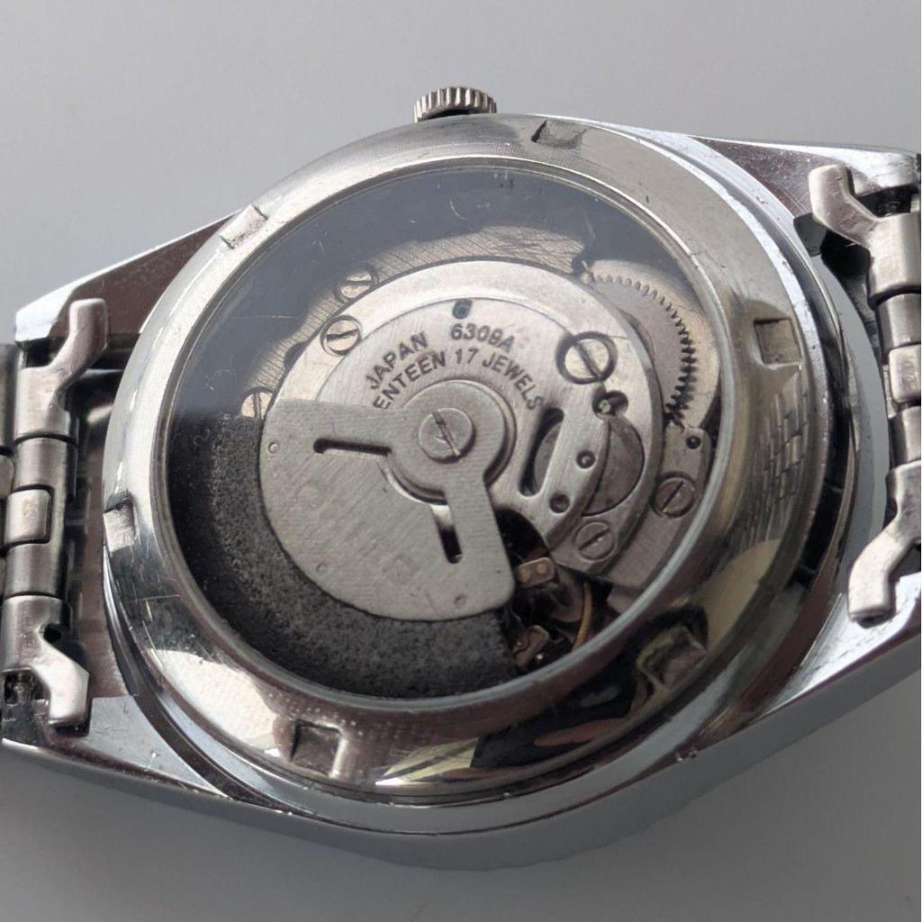 Used Unused item SEIKO Seiko automatic vintage black dial bar index 3 hands day-date exhibition case back men's wristwatch
