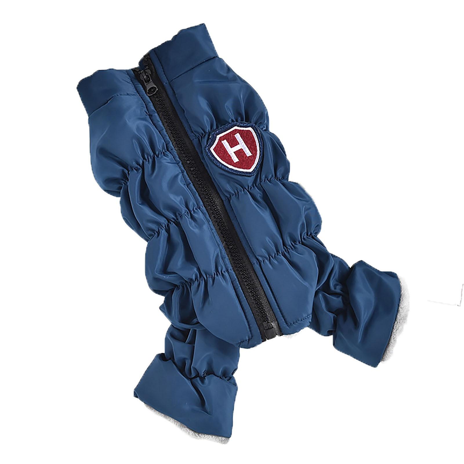 

Осенне-зимнее ветрозащитное пальто для маленьких собак с высоким воротником, теплая хлопковая одежда для домашних животных XXL синий