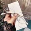 Women's Shiny Retro Squre Glasses with Blue Light Blocking Transparent Lens Full Frame