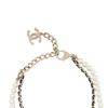 CHANEL Lambskin Pearl Sheepskin Chain Rhinestone Decorated Double Layer Metal Necklace Women's