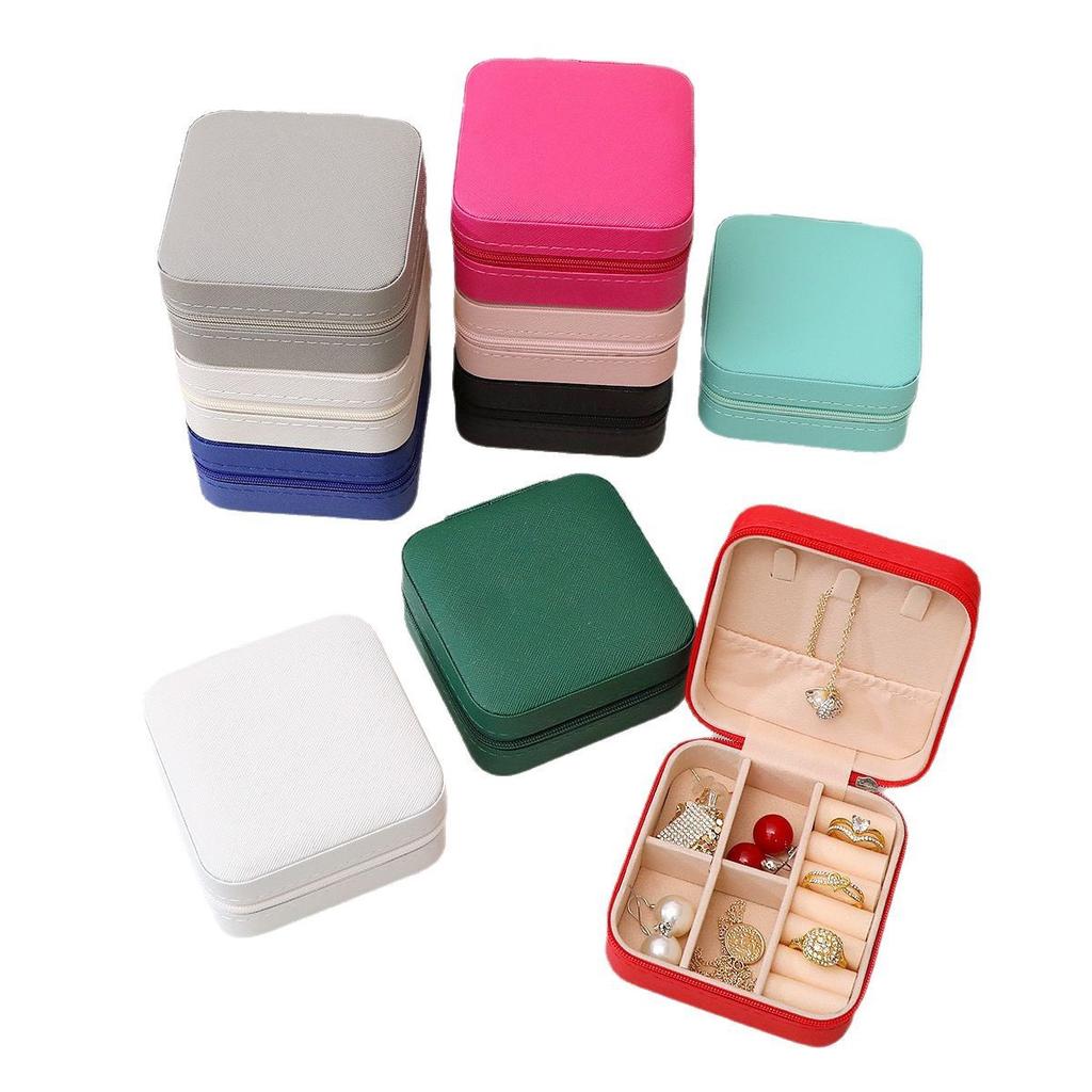 HOMZY 1pcs Single Layer Storage Box Ladies Travel Leather Jewelry Box Classic Black Pure White Fashion Pink Storage Box