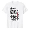 TicTacToe Graphic Print White Crewneck Short Sleeve Relaxed Fit Tee Think Outside The Box Red Diagonal Line Unisex Clothing Tops