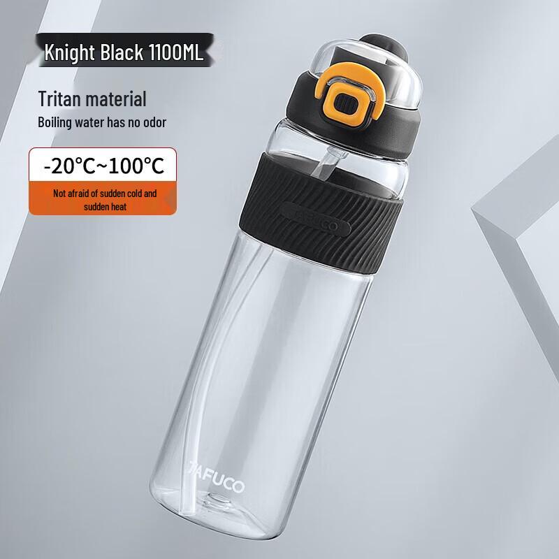 TAFUCO T2859 Double-Wall Glass Sport Water Bottle with Straw