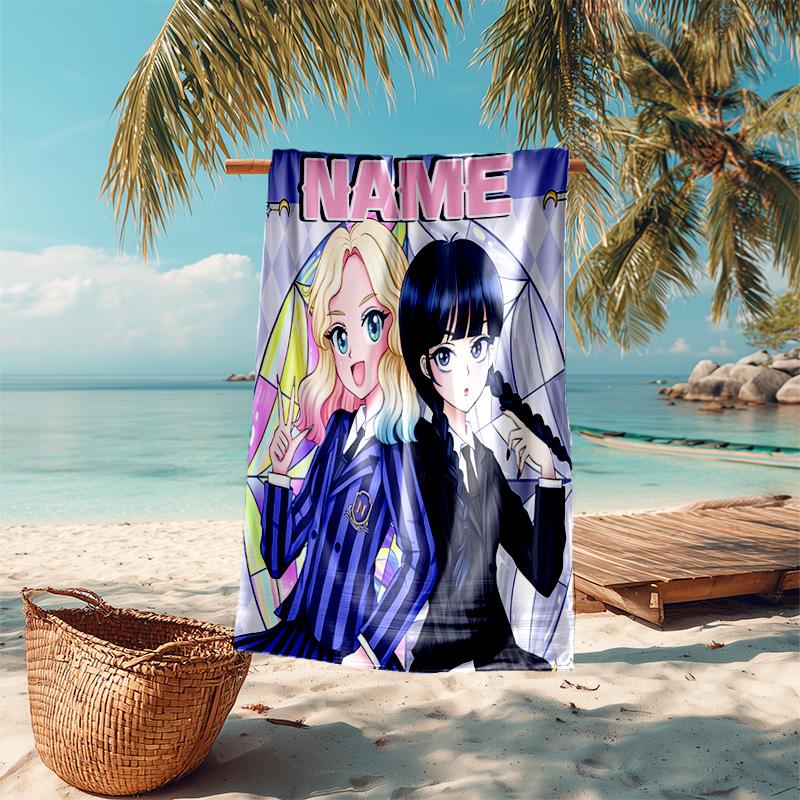Personalized Customized Proof Beach Towel with Wednesday Addams Pattern - Soft, Absorbent,quick-drying,perfect Swimming,camping&bathing