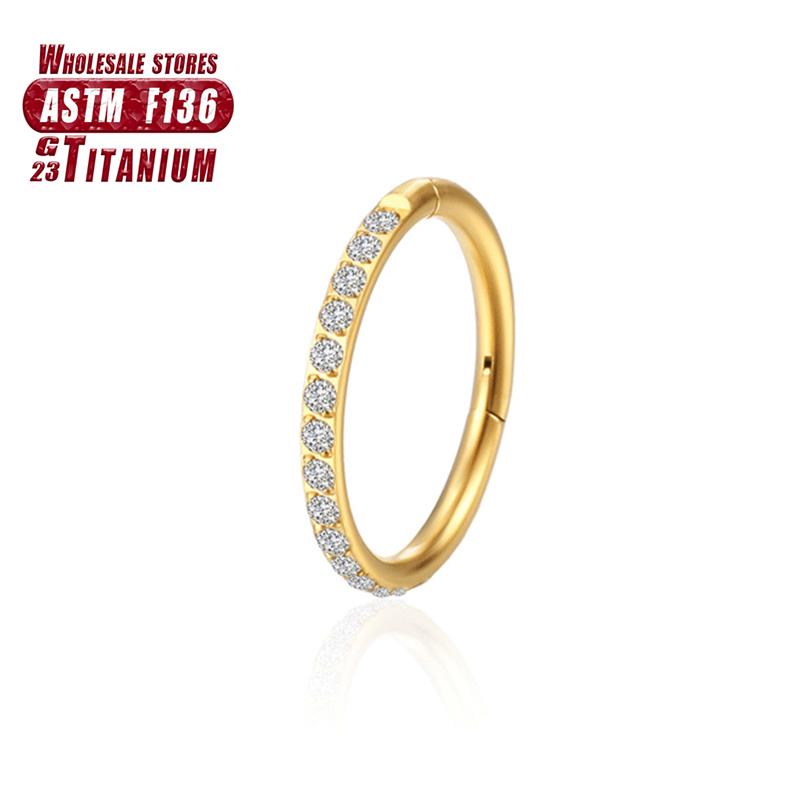 F136 Titanium Piercing Double Layered Triple Stack Hinged 16g Zircon Nose Ring Helix Cartilage CZ Small Cartilage Septum Clicker