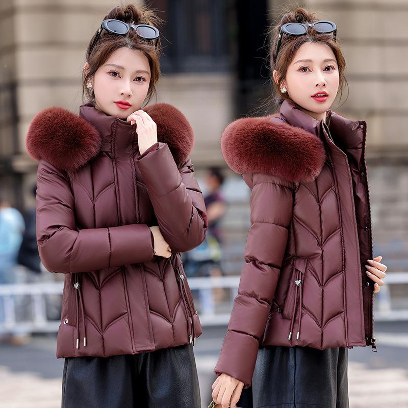 Winter New Cotton-padded Clothes Women's Korean Version Slim-fitting Women's Cotton-padded Clothes Short Fur-collared Cotton-padded Clothes Women's