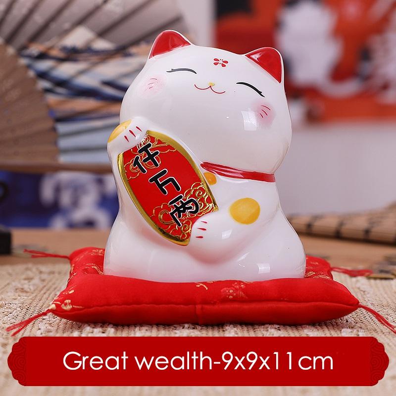 

4,5-дюймовая керамическая фигурка Maneki Neko Lucky Fortune Cat, копилка, монетница, украшение для дома, статуэтка FENG SHUI