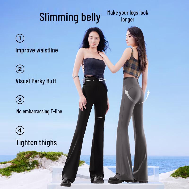 SIINSIIN Women's High-Waist Flared Shark Pants