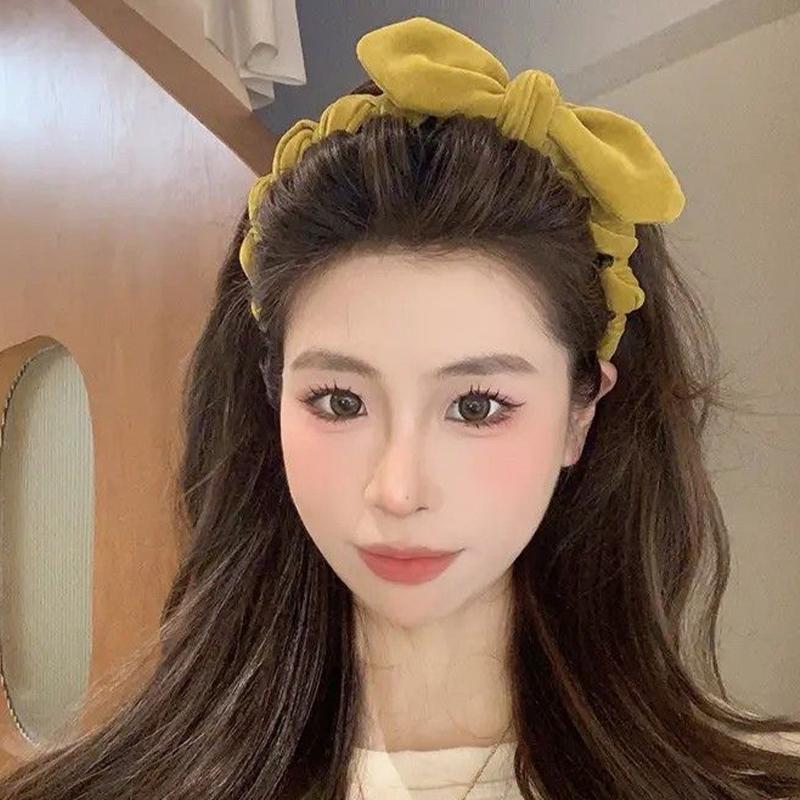 Retro Velvet Bow Headband Temperament High Crown Hair Clip For Women
