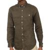 Polo Ralph Lauren FW25 Classic Solid Color Long Sleeve Linen Shirt With Pony Embroidery Men shirts Green 710866956-005