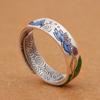 9999 Pure Silver Enamel Open Ring For Women Vintage Personality Fashion Simple Adjustable Finger Ring
