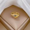 Real Gold Light Luxury Full Diamond Eye Ring Opening Adjustable Simple Jewelry Japanese Ring Couple Ring