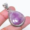 Natural Sage Amethyst Gemstone 925 Sterling Silver Jewelry Pendant 1.77" AP-15583