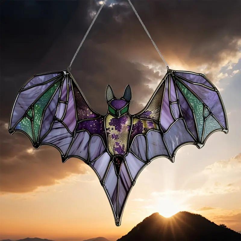 Halloween Bat Ornaments 2D Acrylic Wall Art Decor Halloween Decoration Decorative Pendant For Living Room Home Kitchen