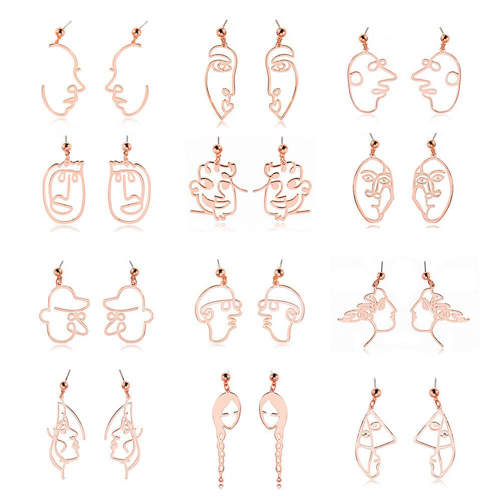 Alloy Face Elegant Earrings For Women Modern Cartoon Expression Design Jewelry