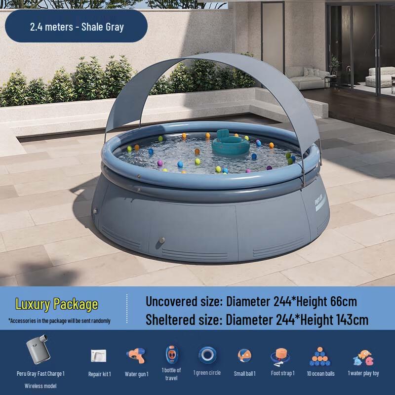 Qianyu 3.6m Sharon Grey Swimming Pool with Canopy Set