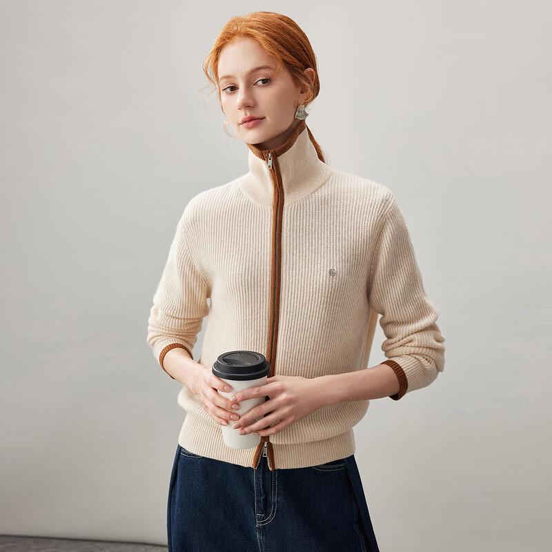 Kemengboka Women's 100% Cashmere Zipper Cardigan