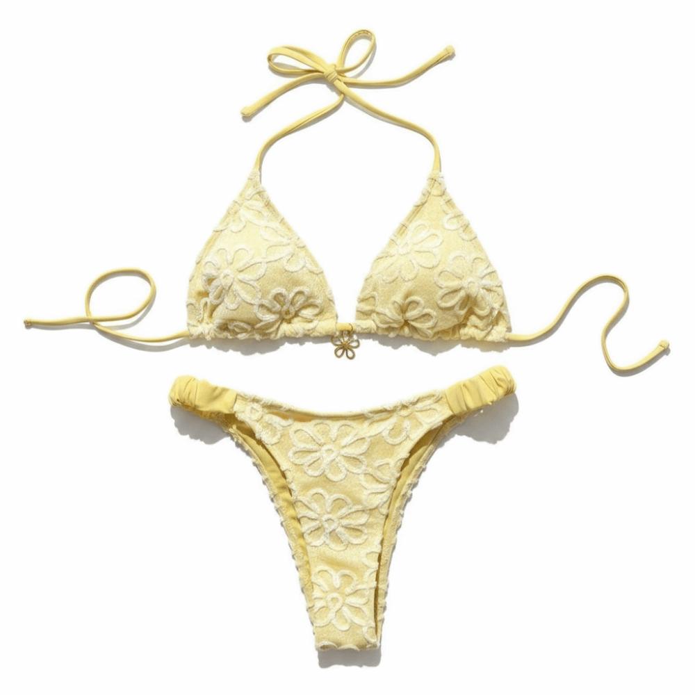 Deep V Halter Bikini Set Two-Piece Summer Beachwear Push Up Ladies' Swimwear Beachwear