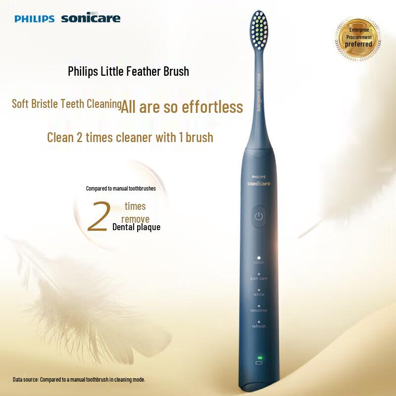 

Philips HX2471 Sonic Electric Toothbrush Soft Whitening Small Feather Brush Head, 5 Modes