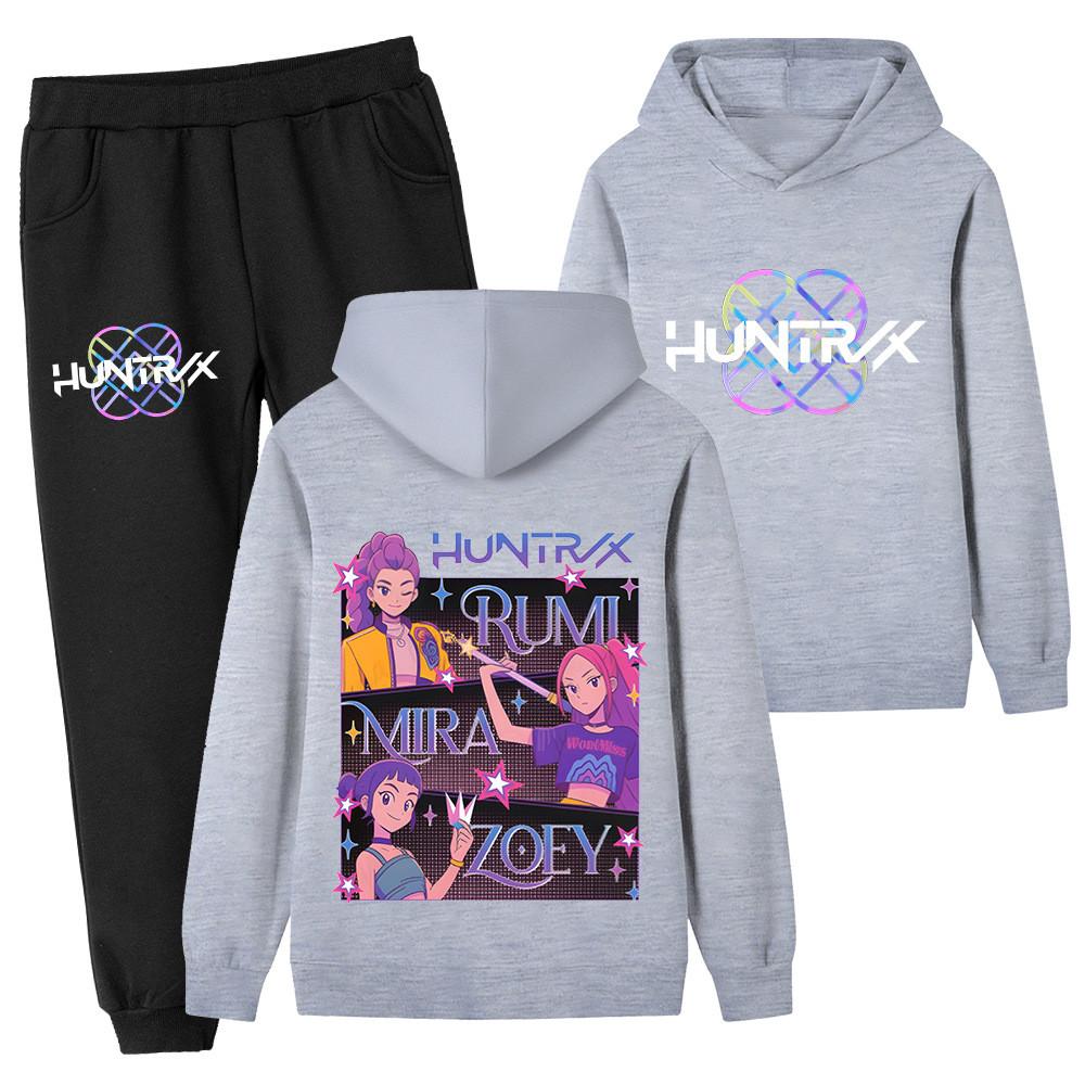 PB1225-2 Kids Boys Girls Kpop Mira Zoey Rumi Double-sided Print Long Sleeves Hoodie Pants Trousers Clothes Sets