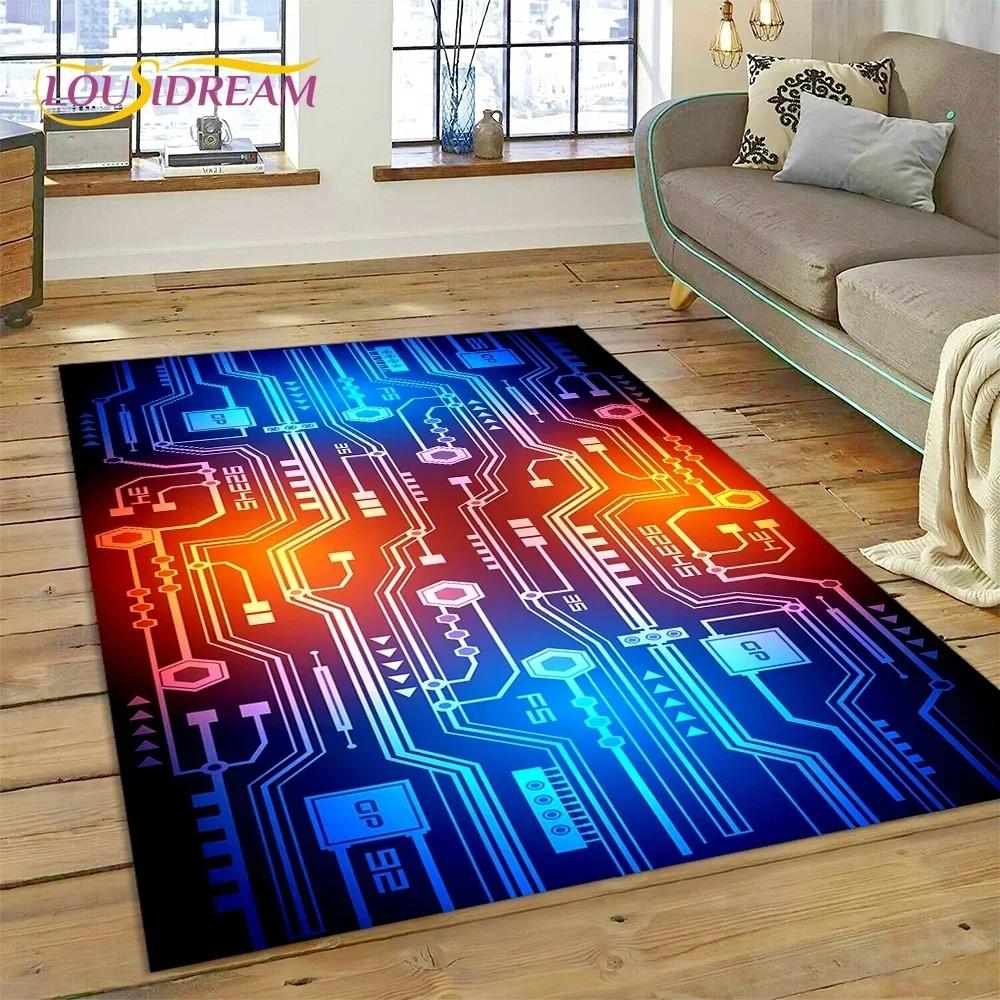 PCB Circuit Board 3D Chip CPU Carpet Rug for Bedroom Living Room Home Sofa Decoration,Children Game Large Decor Floor Mat Gift
