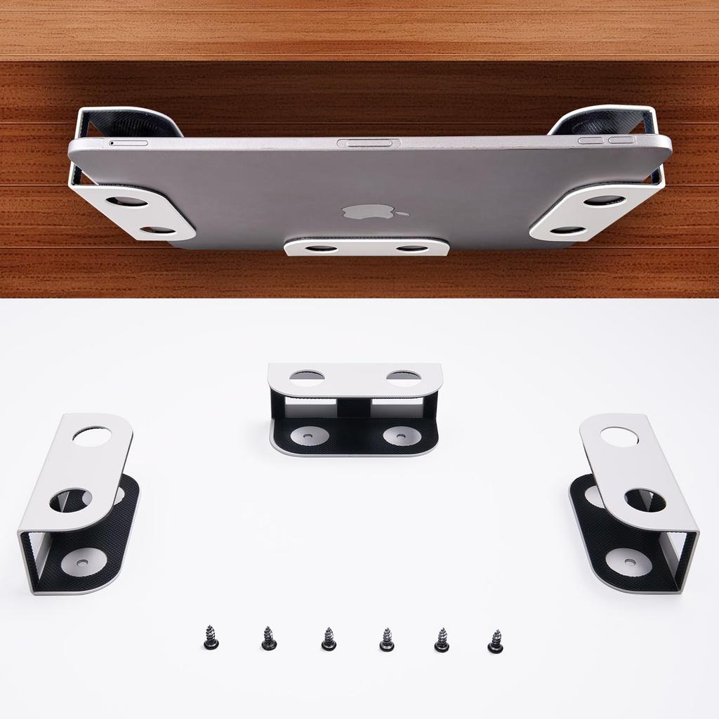 BeishiTenwaymili Laptop Storage Bracket, Under-Desk Storage Hardware, Notebook and Tablet Holder with Screws, Under-Desk Laptop Storage Bracket, PC Ra