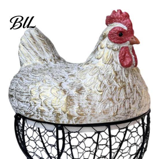 Chicken Egg Basket Hen Storage Black Metal Mesh Anti-Rust Holder Decorative Farmhouse Decor Durable for Kitchen Dining Table Shaped Container