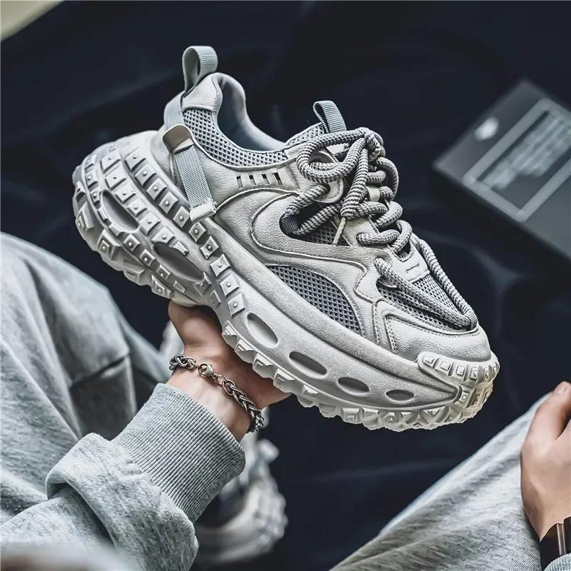 2026 Summer New Men's Shoes Retro Style Dad Shoes Trendy Light Luxury Thick Soled Sports Shoes