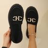 NEW Spring/Autumn Women Loafers Round Toe Chunky Heel Shoes Sheep Suede Shoes for Women Retro Metal Buckle Platform Women Shoes